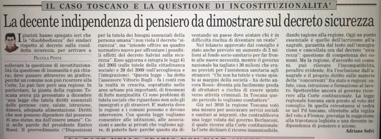 Scopri di più sull'articolo Già prima della conversione del decreto Salvini avevamo…