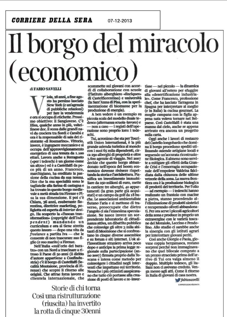 Scopri di più sull'articolo Ecco l’articolo del Corriere della Sera su Castelfalfi.…