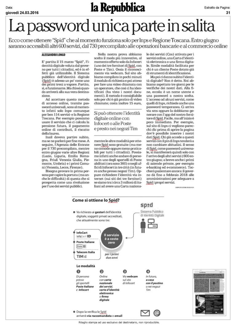 Scopri di più sull'articolo Nove giorni fa è partito #SPID e la Regione #Toscana, dallo…